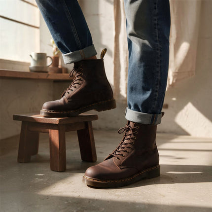 Dr Martens 1460 Brown Crazy Horse Leather Combat Boots - 11822203