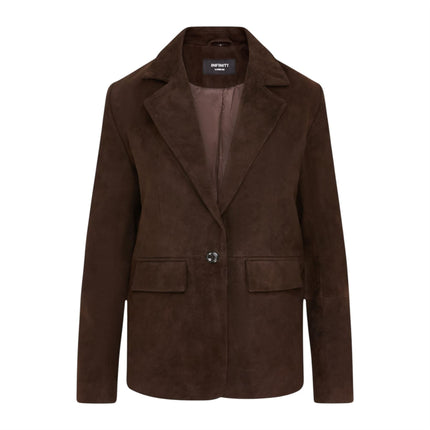Womens Soft Goat Suede Leather Brown Blazer Jacket-Kolkata