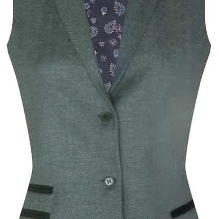 Womens Tweed Herringbone Green Wool 1920s Blazer