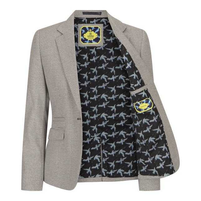 Women's Beige Tweed Tailored Fit Wool Blend Blazer