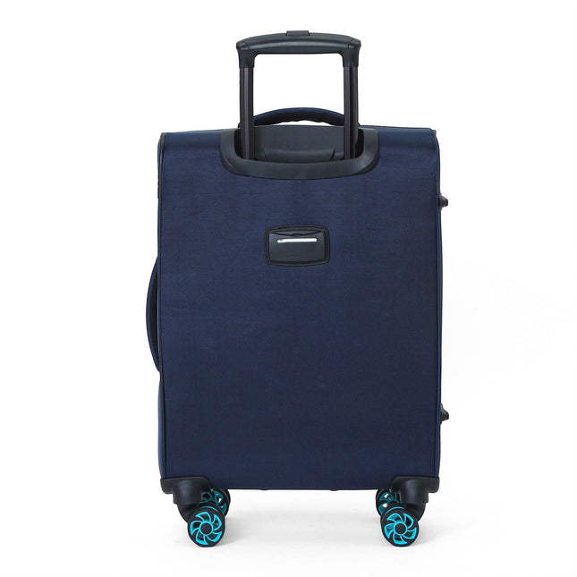 Soft Shell Blue 1680D Polyester Suitcase Set 8 Wheel TSA Lock Luggage