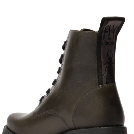 Fly London Womens Green Ragi539 Casual Rug Leather Lace-Up Ankle Boots