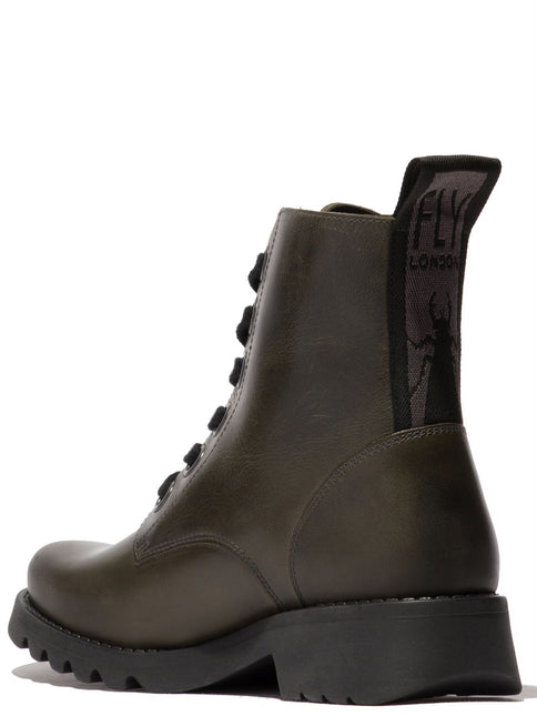 Fly London Womens Green Ragi539 Casual Rug Leather Lace-Up Ankle Boots