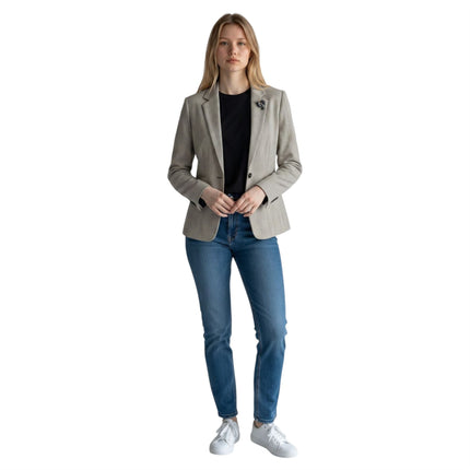 Women's Tweed Tailored Fit Blazer Wool Blend Formal Jacket - Kyoto