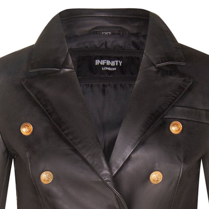 Womens Leather Military Blazer Jacket-Aalborg