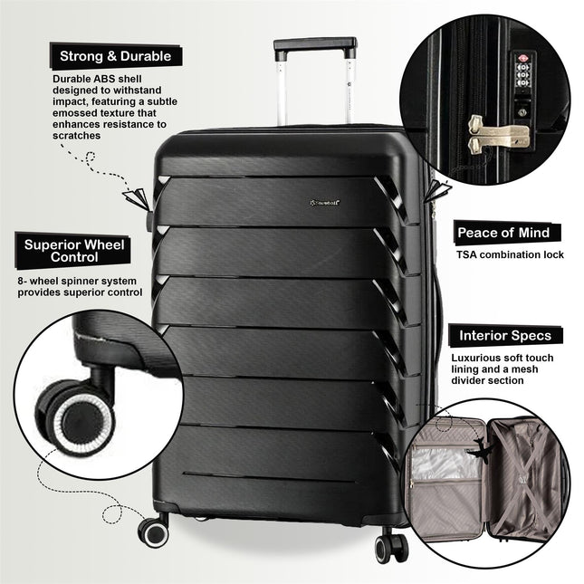Dual 4 Wheel Hard Shell Strong Luggage Suitcase