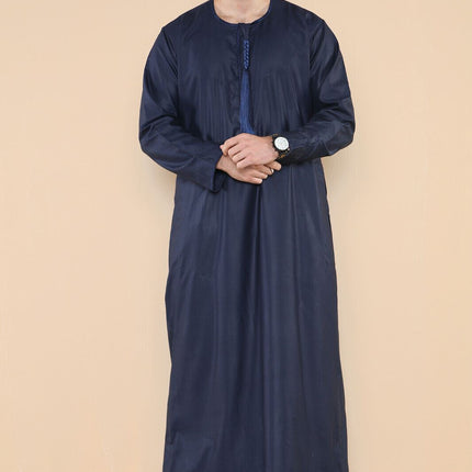 Mens Navy Thobe Jubba Saudi Islamic Arab Eid Emirati Kaftan Jubbah Tassel Robe
