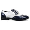 Men's Patent Lace-Up Navy White Brogues Smart Dress Shoes