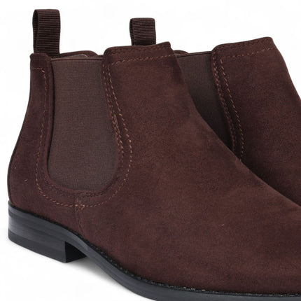 Men's Brown Suede Chelsea Boots Real Leather Lined Slip-On