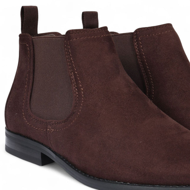 Men's Brown Suede Chelsea Boots Real Leather Lined Slip-On