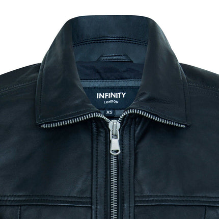 Womens Black Cropped Biker Leather Jacket - Dubai