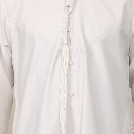 Boy's Kids Beige Thobe Emirati Jubba Islamic Clothing Kaftan Eid String Tassel