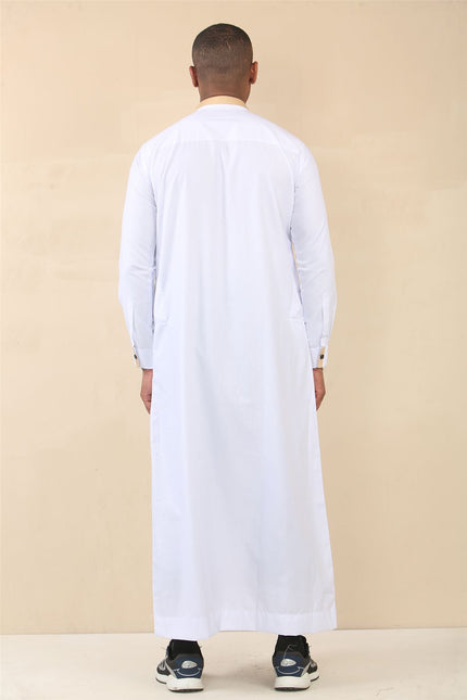 Men's White Thobe Arab Saudi Emirati Islamic Clothing Jubba Robe