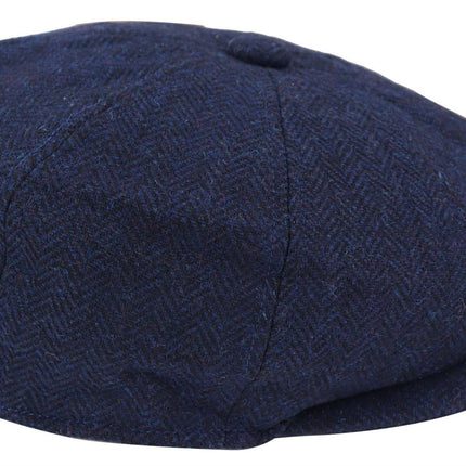 Mens Peaky Blinders Tweed Gatsby Flat Baker Hat With Razor Blade