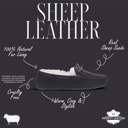 Men’s Brown Genuine Sheepskin Moccasin Winter Slippers - Flint