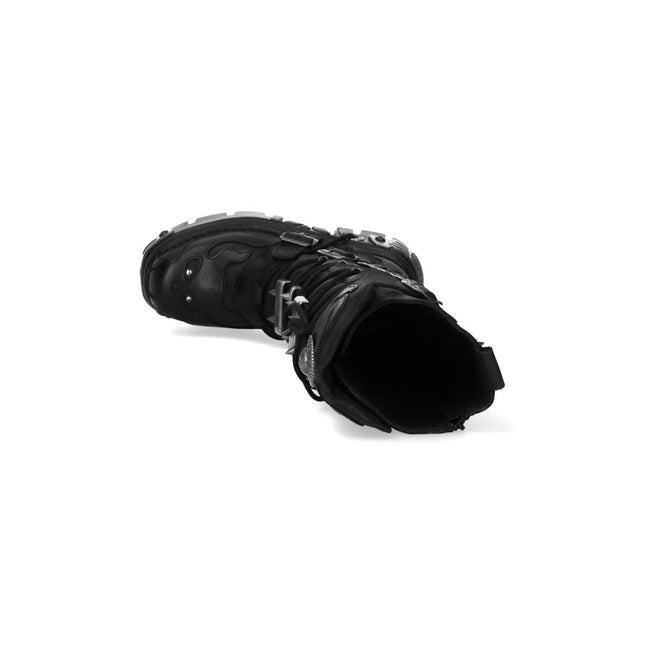 New Rock M-161-C10 Knee High Black Leather Spiked Gothic Boots