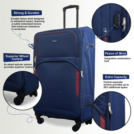 Soft Shell Cabin  48 x 37 x 20 cm Secure Travel Luggage Suitcase Suitable for Easyjet, Ryanair