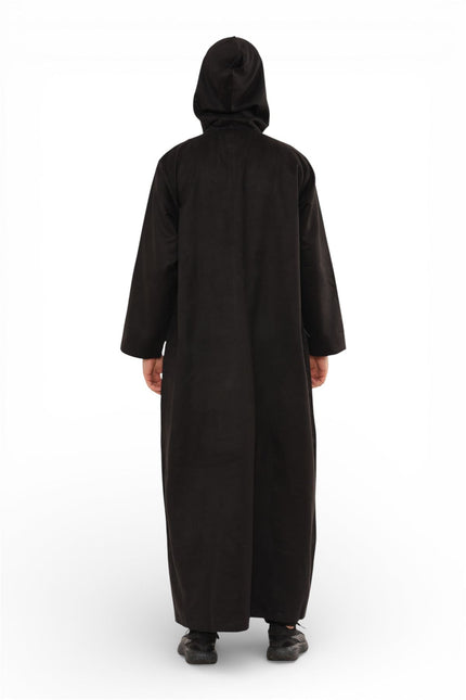 Men's Hooded Eid Black Moroccan Jubba Robe Ramadan Eid Thobe - HM12
