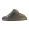 Women's Genuine Sheepskin Olive Green Suede Mule Winter Slippers - Luna