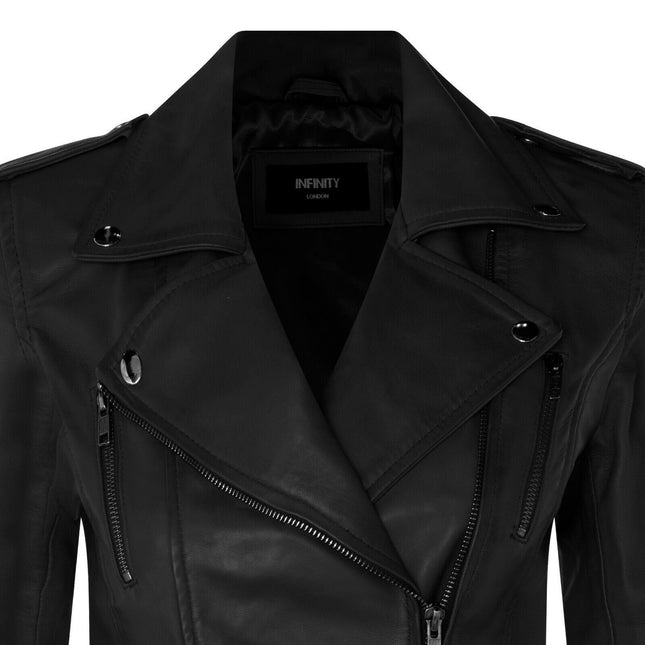 Womens Leather Brando Biker Jacket-Orlando