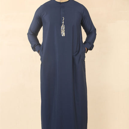 Men's Blue Thobe Arab Saudi Emirati Islamic Clothing Jubba Robe