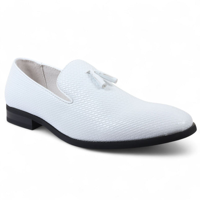 Men’s White Formal Tassel Loafers Slip-On Leather Shoes