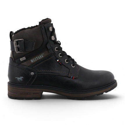 Mustang Men's Black Faux Leather Winter Lace-Up Ankle Boots - M0021001