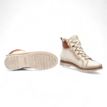 Pikolinos Women’s Nata White Leather Ankle Trainers Boots - Vigo