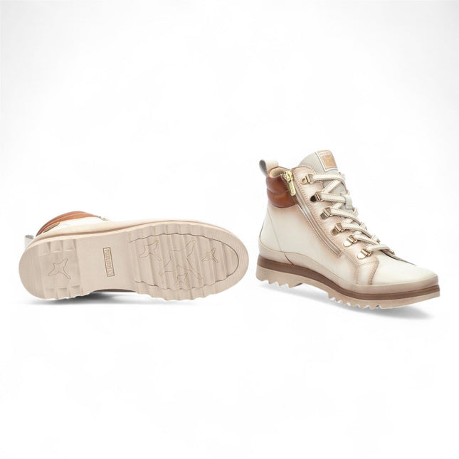 Pikolinos Women’s Nata White Leather Ankle Trainers Boots - Vigo