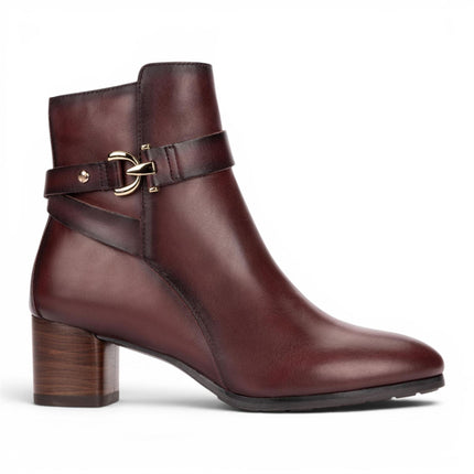 Pikolinos Women's Red Leather Ankle Heeled Boots - Calafat