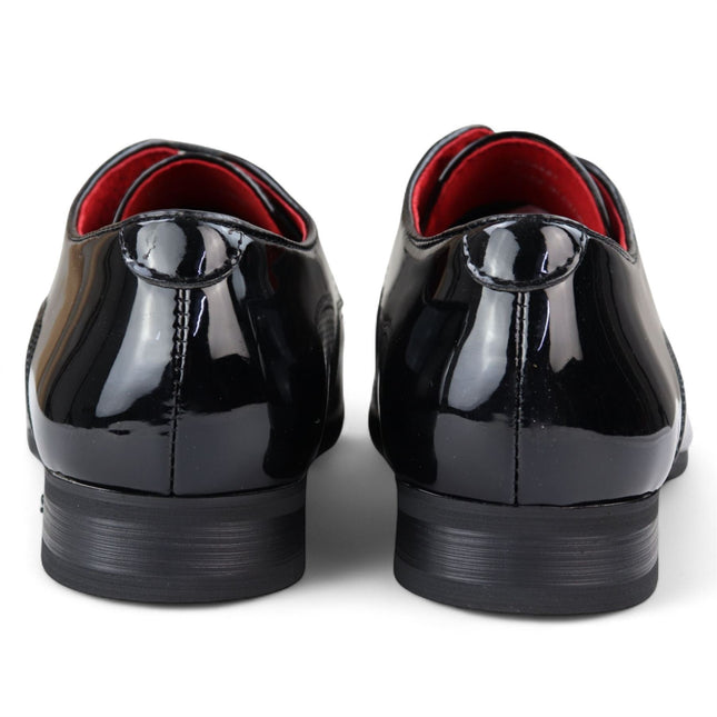 Men’s Black Pointed Toe Formal Lace Up Perforated Shoes