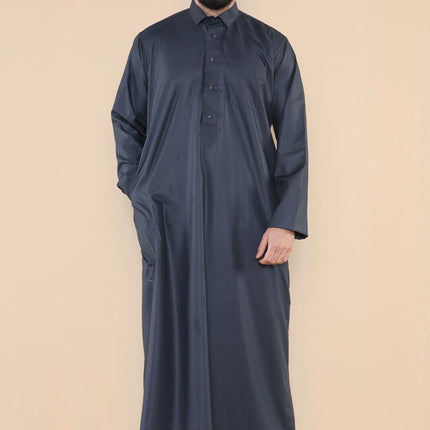 Mens Grey Thobe Jubba Saudi Ramadan Eid Islamic Kaftan Kaudara Arabic Jubbah