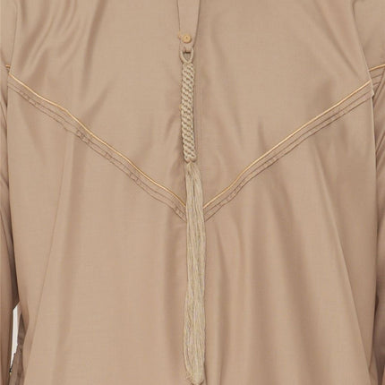 Men's Ramadan Beige Moroccan Jubba Robe Djellaba Eid Thobe - TT-007
