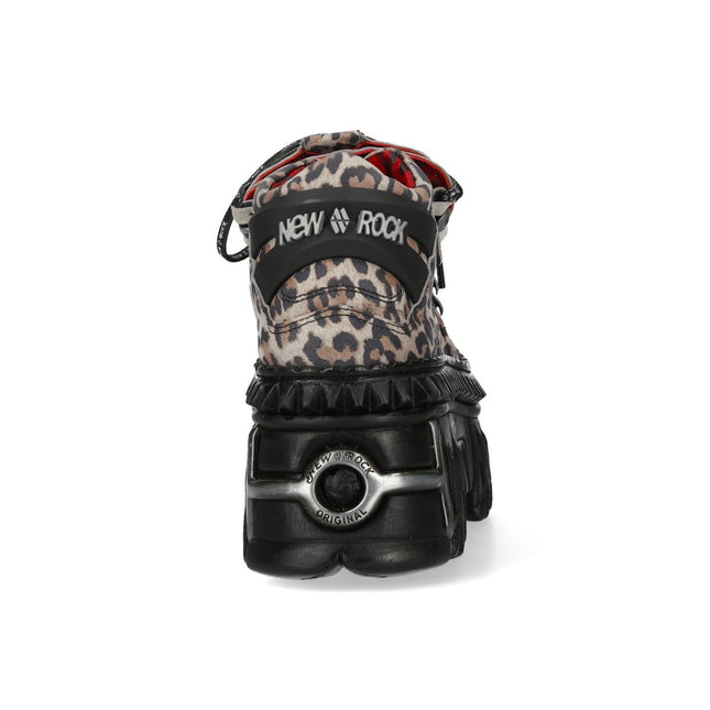 New Rock M-106Wall-C56 Leopard Print Leather Gothic Platform Ankle Boots