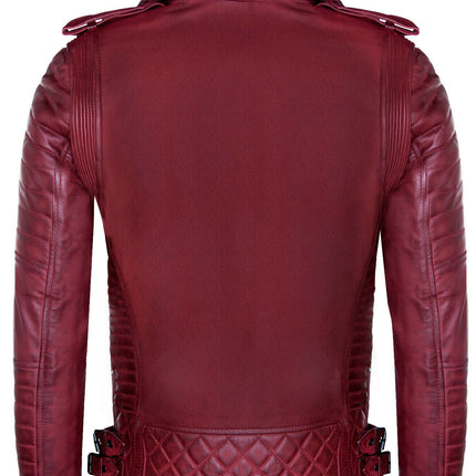 Mens Slim-Fit Double Zip Brando Leather Biker Jacket-Cairo