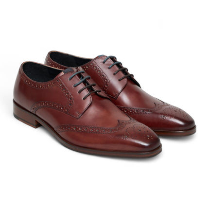 Antique Rogue Men's Burgundy Leather Oxford Derby Brogue - Luca