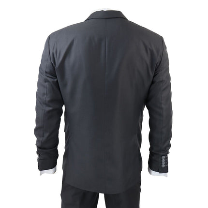 Mens IM1 Classic Plain Charcoal 3 Piece Suit