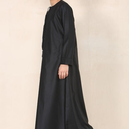 Boy's Kids Black Thobe Emirati Jubba Islamic Clothing Kaftan Eid String Tassel