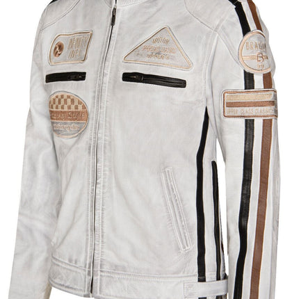 Mens Racing Leather Biker Jacket-Portland