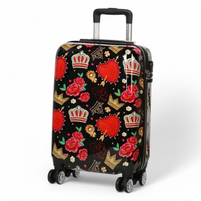 Strong Expandable Hard Shell Dual 4 Wheel Suitcase Set Print Luggage Cabin Travel Bag