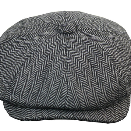 Mens Peaky Blinders Grey Tweed Gatsby Flat Baker Hat