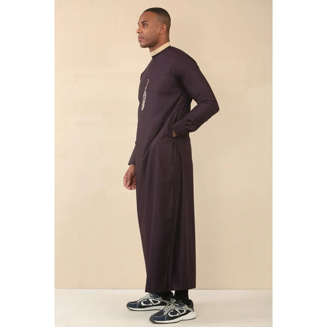 Men's Purple Thobe Arab Saudi Emirati Islamic Clothing Jubba Robe