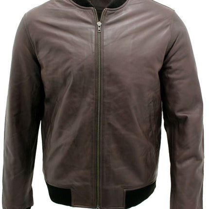 Mens Retro Varsity Leather Bomber Jacket-Pretoria