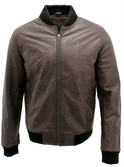 Mens Retro Varsity Leather Bomber Jacket-Pretoria