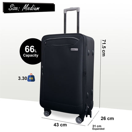 Lightweight Soft Shell 8 Wheels Luggage Travel Cabin Holiday Bags Suitcase Set