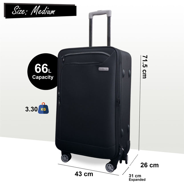 Lightweight Soft Shell 8 Wheels Luggage Travel Cabin Holiday Bags Suitcase Set