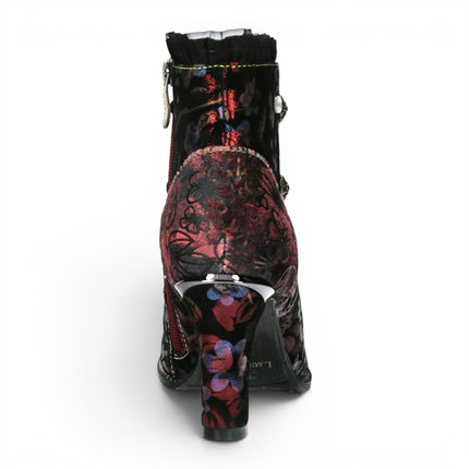 Laura Vita Floral Womens Victorian Red Leather Heel Ankle Boots - Alcbaneo-130