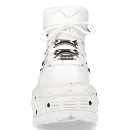 New Rock Unisex White Leather Gothic Punk Boots - M-TANK106-C1