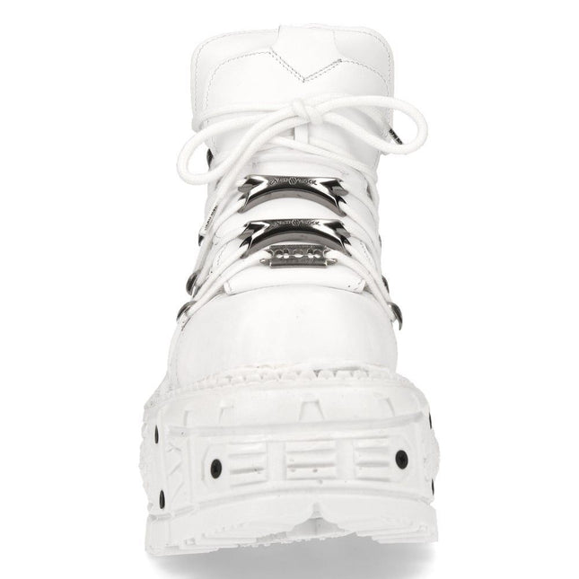 New Rock Unisex White Leather Gothic Punk Boots - M-TANK106-C1