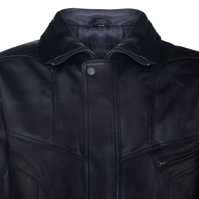 Mens Classic Harrington Bomber Leather Jacket-Minsk